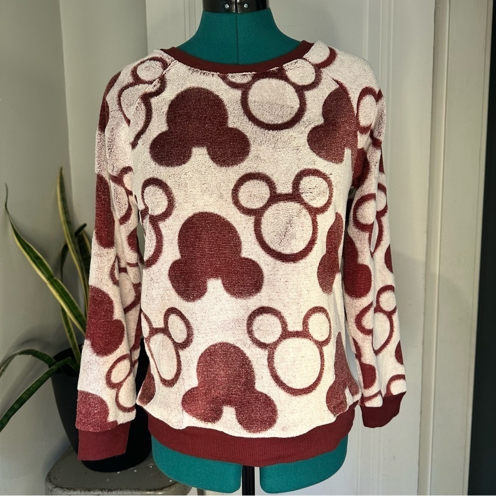Disney Women's Fleece Lounge Sweater XS Burgundy